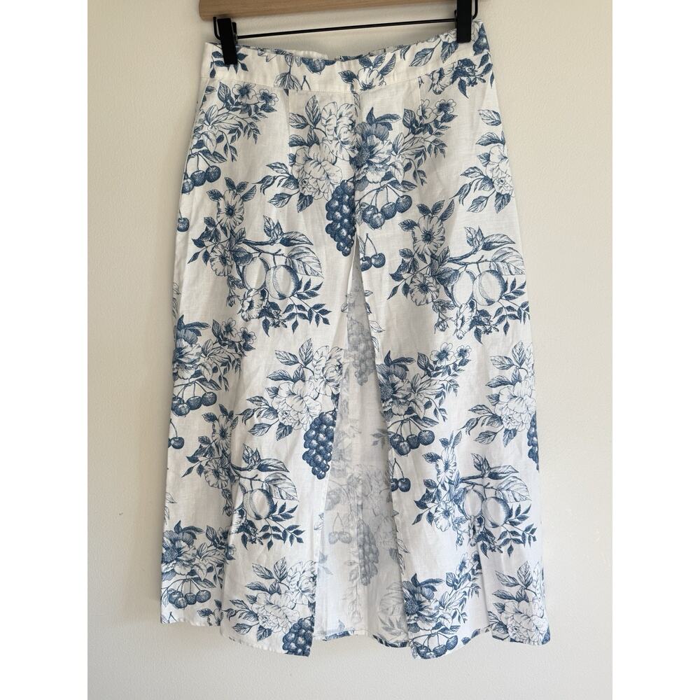 Reformation Jonas Linen 2 Piece Skirt Top Floral Sz 6 Blue White Set Resort - Picture 5 of 16